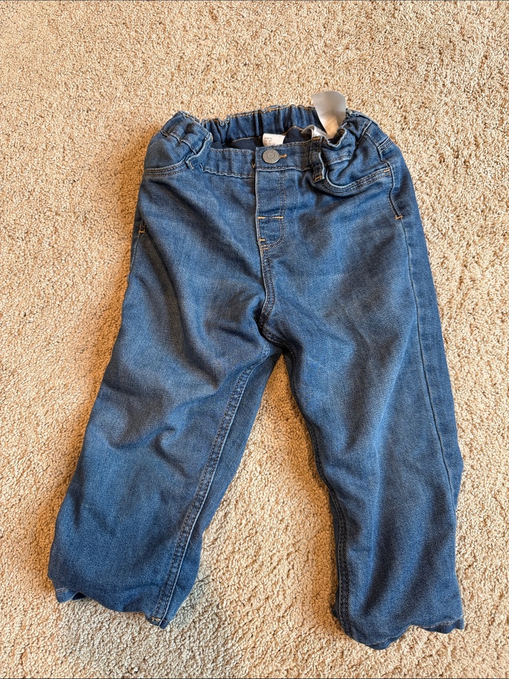 H&M Dark Blue Elastic Waist Denim Pants for Kids